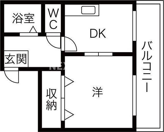 プレステル桑津(1DK/4階)の間取り写真