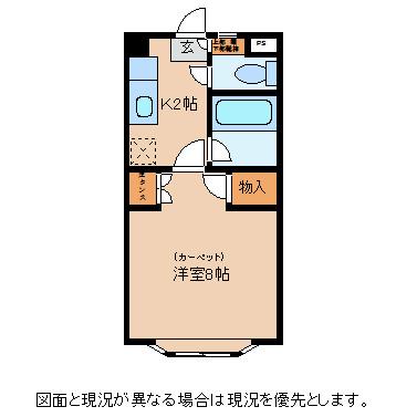 コーポBIGSKY A棟(1K/1階)の間取り写真