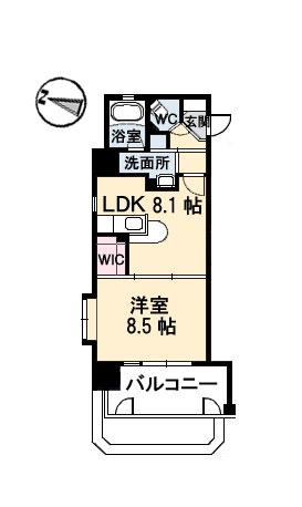 フラットリア御船(1LDK/7階)の間取り写真