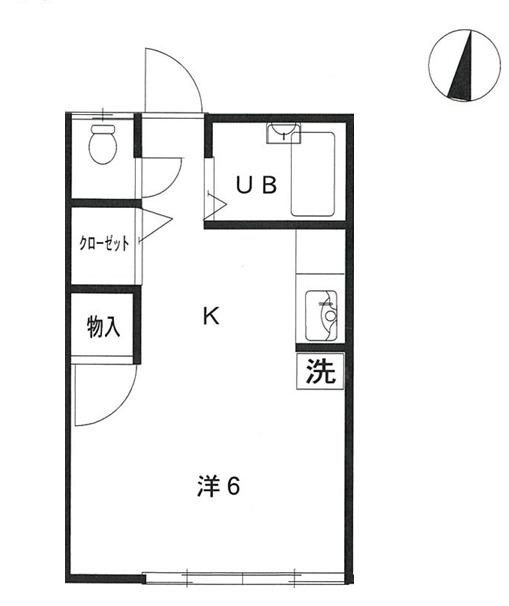 本多荘(1K/2階)の間取り写真