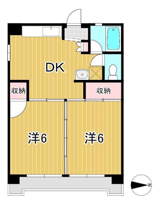 グリーン大みか(2DK/3階)の間取り写真