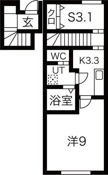 AURORA HRII(1SK/2階)の間取り写真