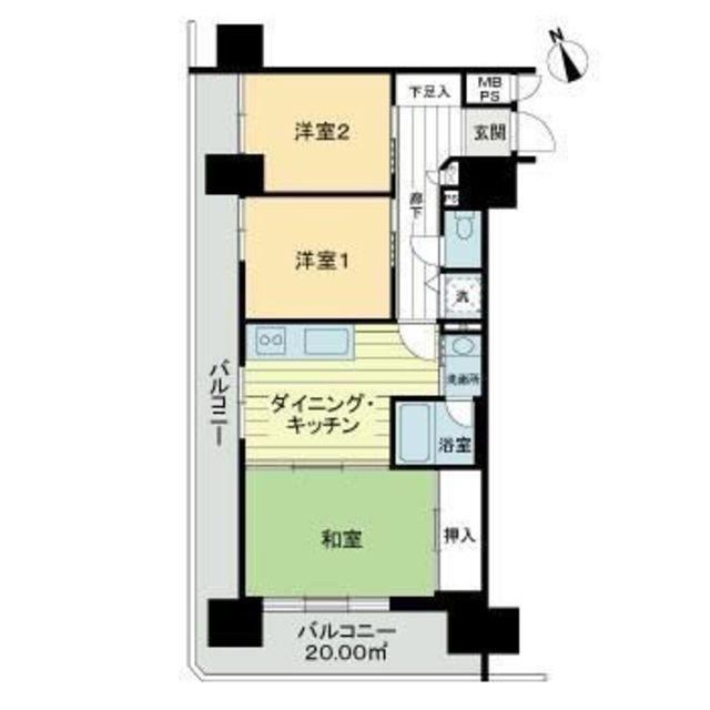 ライオンズマンション練馬(3DK/12階)の間取り写真