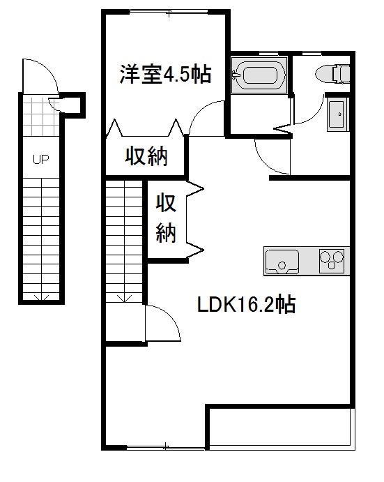SMARTLIFE庭瀬 北棟(1LDK/2階)の間取り写真
