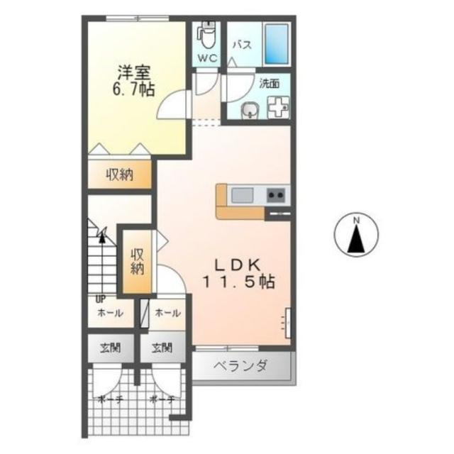 カサフェリース(1LDK/1階)の間取り写真