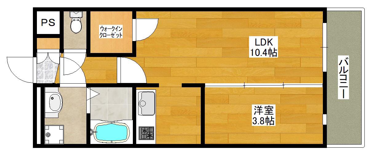 プロスパー豊中南(1LDK/13階)の間取り写真