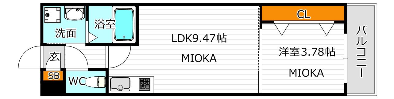 グランステディ西田辺(1LDK/1階)の間取り写真
