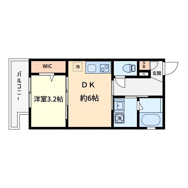 ラシーヌ住吉大社(1DK/2階)の間取り写真