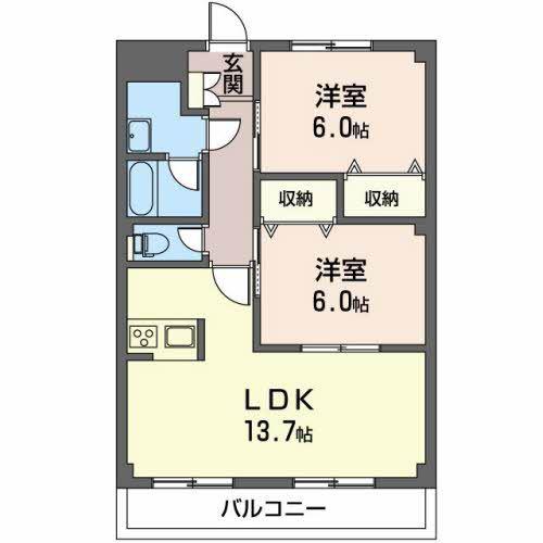 ヴィラミズリーケン(2LDK/3階)の間取り写真