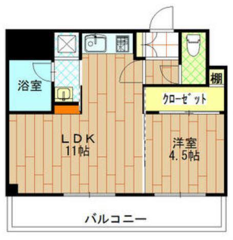 エステート博多駅南ハウス(1LDK/11階)の間取り写真
