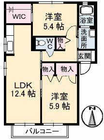 ディアナパレスA館(2LDK/2階)の間取り写真
