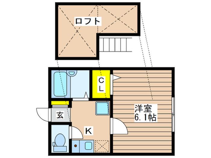 カサパドレ武蔵小金井(1K/2階)の間取り写真