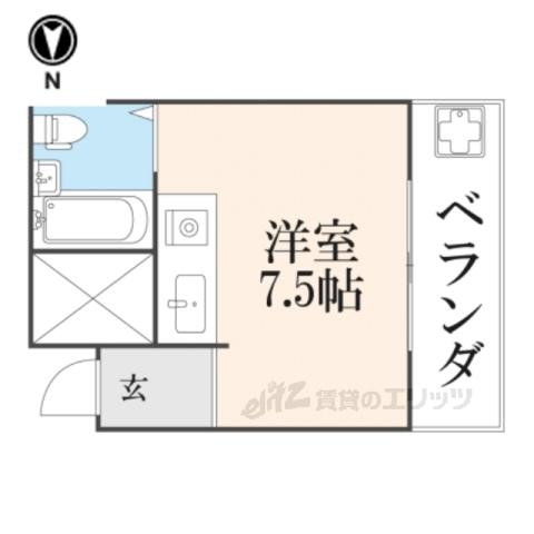 スクエアあき(ワンルーム/2階)の間取り写真