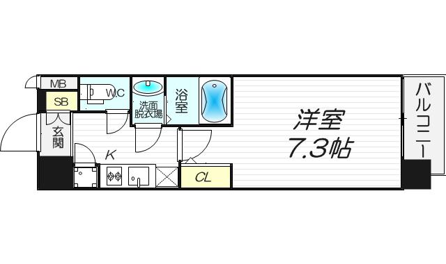 レジュールアッシュ福島キューズ(1K/8階)の間取り写真