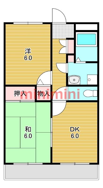 ルヴェール松井(2DK/2階)の間取り写真