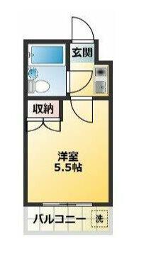 ジュネパレス蒲生第一(1K/2階)の間取り写真