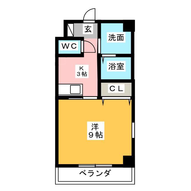 シャトーボナールII(1K/6階)の間取り写真