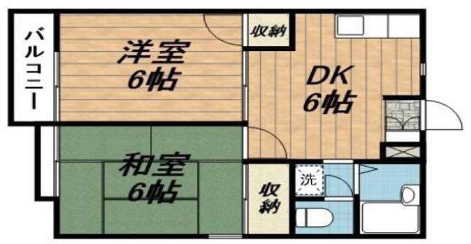 メゾンロワール21(2DK/2階)の間取り写真