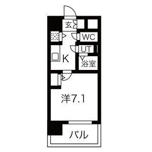 エスリード千種パークフロント(1K/13階)の間取り写真