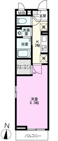 CONFORT(1K/3階)の間取り写真