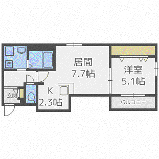 アビタN37(1LDK/4階)の間取り写真