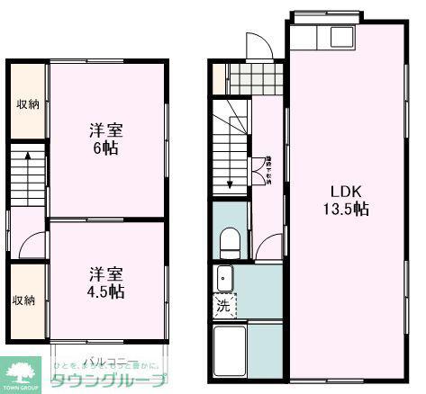 北入曽ハウス(2LDK/1階)の間取り写真