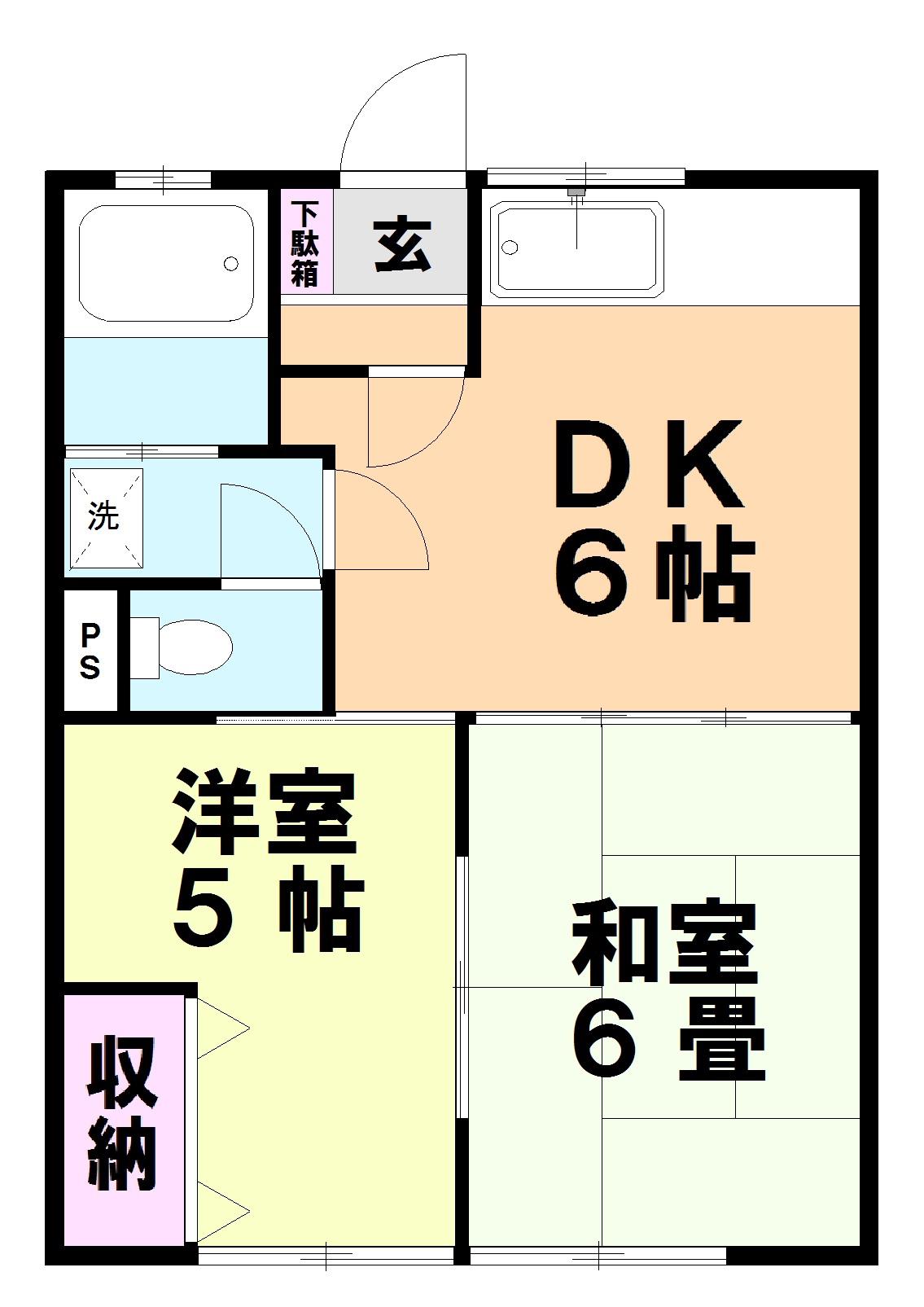第6竹下IR.BLD(2DK/3階)の間取り写真