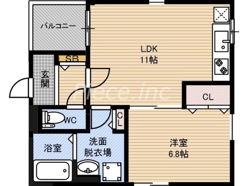 クリエオーレ諸口(1LDK/3階)の間取り写真