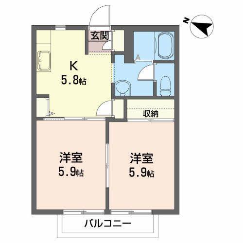ラビリンス(2K/2階)の間取り写真