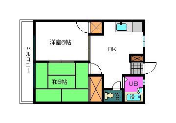 クレスト小鹿A(2DK/2階)の間取り写真