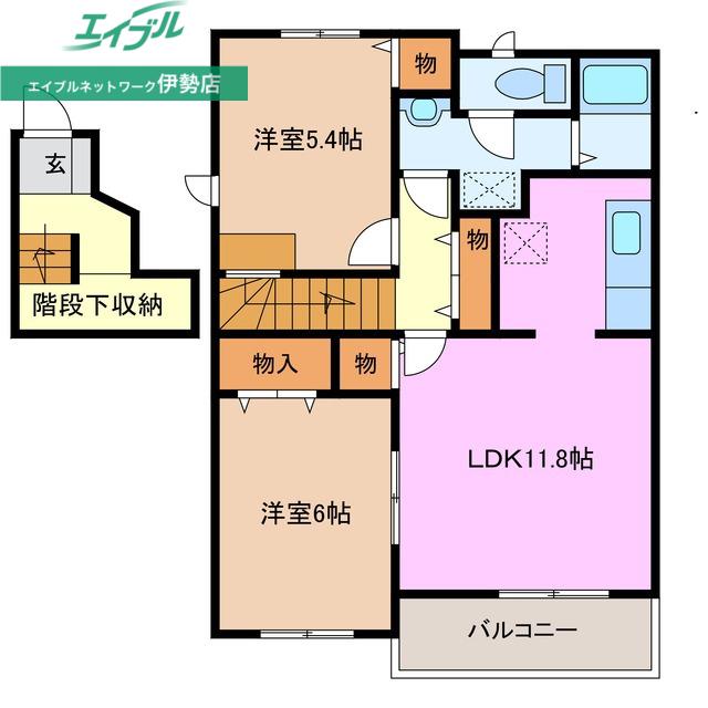 マグノリアA棟(2LDK/2階)の間取り写真