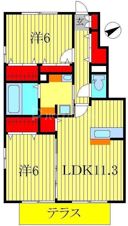 グリーンエシカル(2LDK/1階)の間取り写真