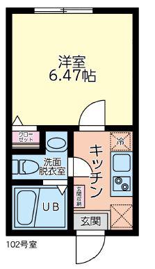 セテル新大津(1K/1階)の間取り写真