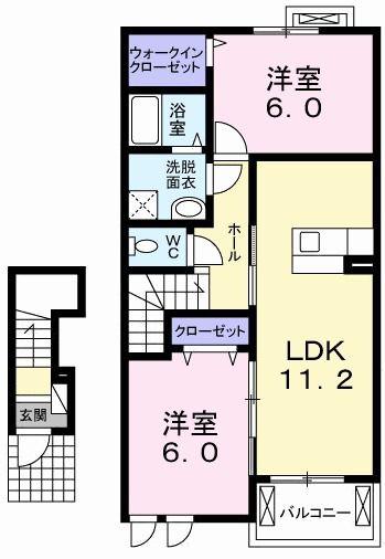 ベラヴィスタD(2LDK/2階)の間取り写真