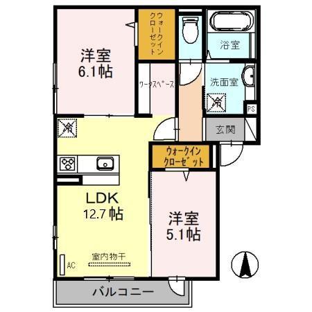 ラ・フェリーチェ(2LDK/2階)の間取り写真