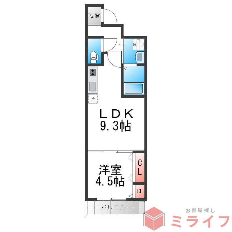フジパレス今川公園東II番館(1LDK/1階)の間取り写真