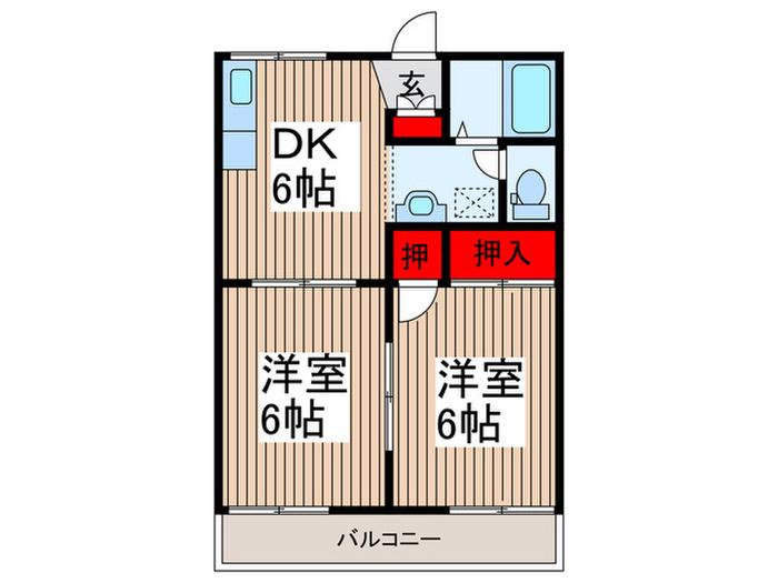 コート芝ファミール1(2DK/2階)の間取り写真