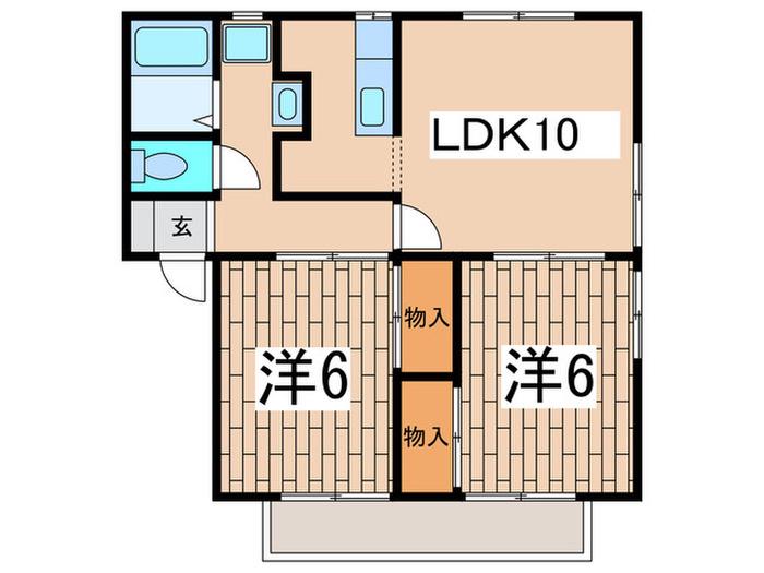 グランデュール桜ヶ丘(2LDK/1階)の間取り写真