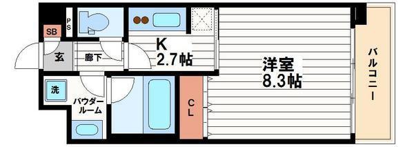 KDXレジデンス本町橋(1K/8階)の間取り写真