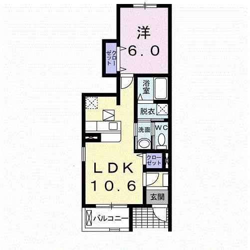 クレセントハイムC(1LDK/1階)の間取り写真
