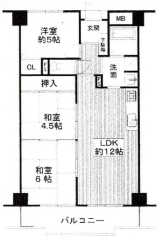 クローバーハイツ上野芝(3LDK/7階)の間取り写真