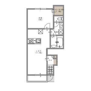 CASA PLACIDOB棟(1LDK/1階)の間取り写真
