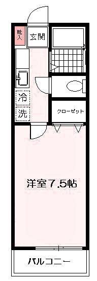 ロックアワージュ(1K/1階)の間取り写真