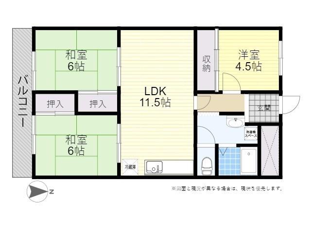 ロゼ高城(3LDK/6階)の間取り写真