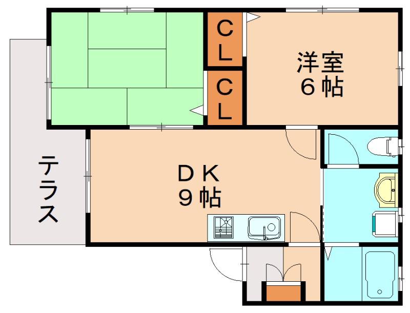シティベール横代 C棟(2DK/1階)の間取り写真