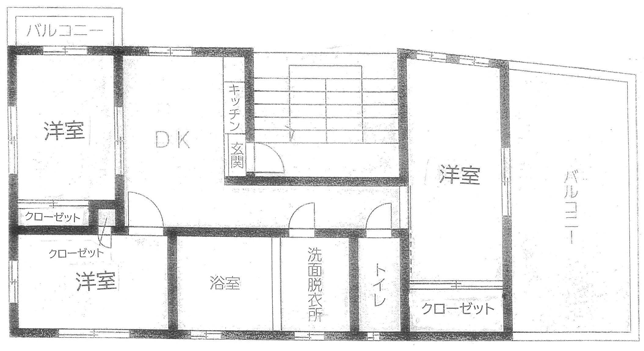 本水ビル(3LDK/4階)の間取り写真