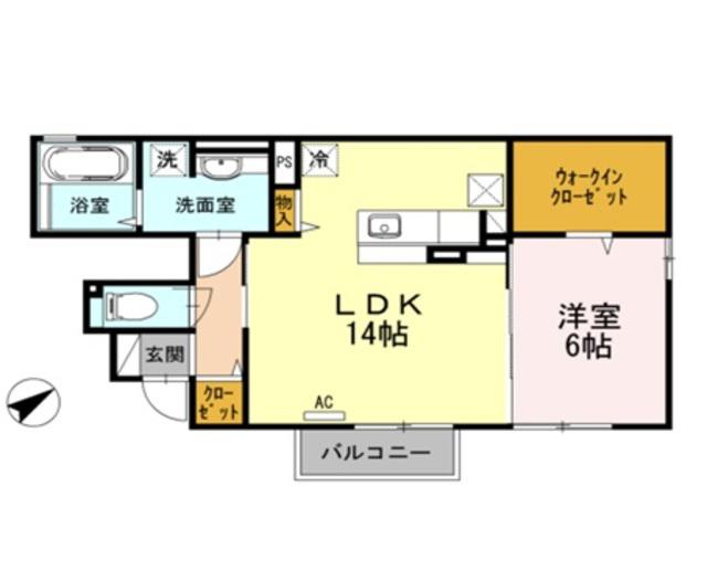 水島臨海鉄道 三菱自工前駅 徒歩36分 2階建 築13年(1LDK/1階)の間取り写真