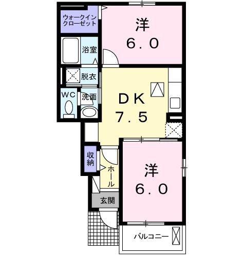 セレーノ洞海III(2DK/1階)の間取り写真