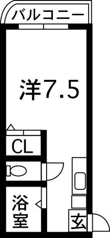 ユニテック渡鹿(1K/3階)の間取り写真