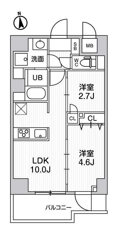 S-RESIDENCE千住大橋BROAD(2LDK/4階)の間取り写真